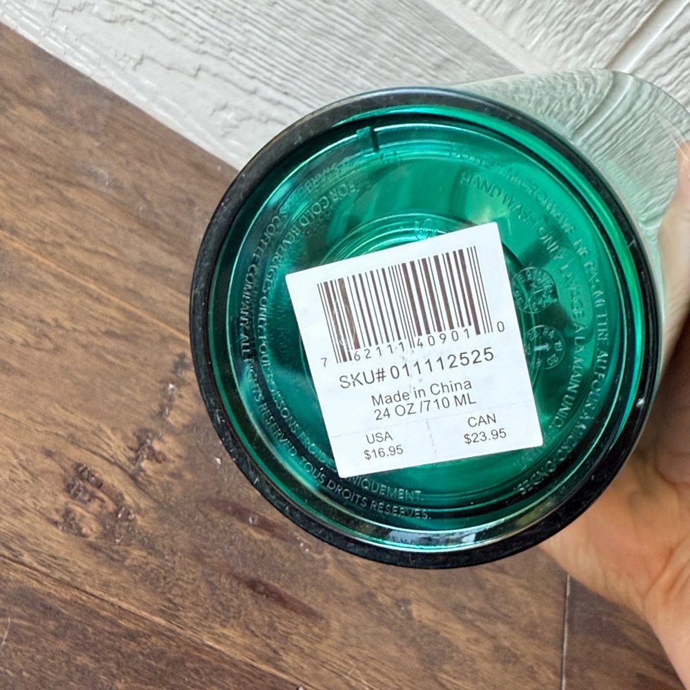Starbucks Blue Green Teal tortoise tie dye watercolor 24 oz Tumbler with Straw - Picture 8 of 11